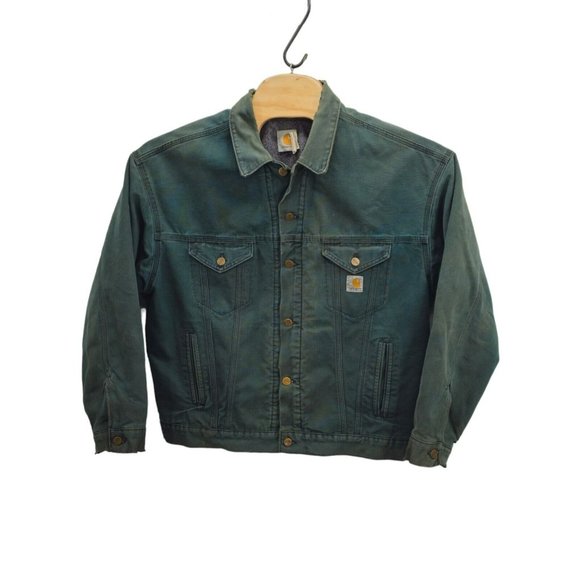 Vintage Carhartt Trucker Jacket Blanket Lined Size XL 80s/90s Detroit Distressed - Picture 1 of 14